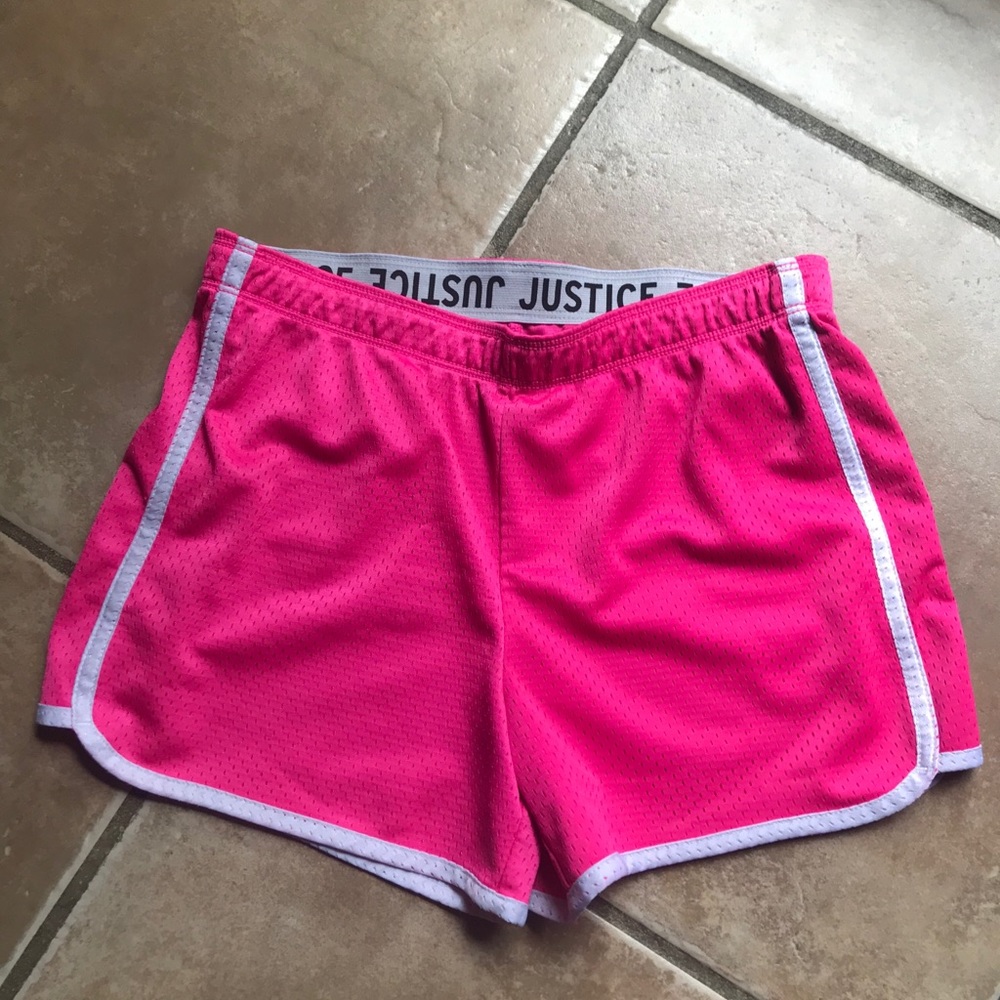 Justice pink mesh athletic shorts